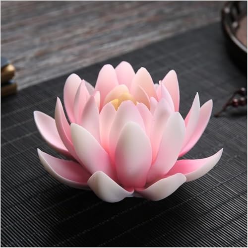 お香立て お線香炉 手作り 陶器製 蓮花香皿 茶道、香道、仏壇用香炉 瞑想、読書、リラックス、ストレスや疲労を解消する (Aハスの葉の底を持たない,粉白?)
