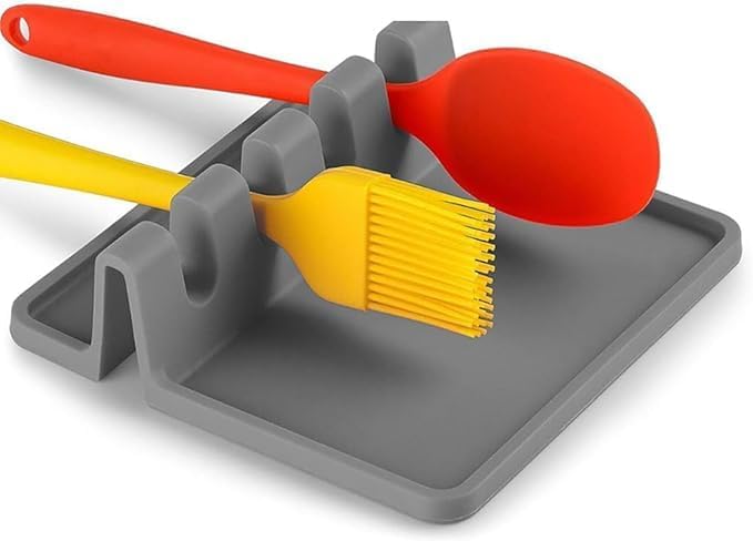 Silicone Utensil and Spoon Rest with Drip Pad for Multiple Utensils, Heat-Resistant, BPA-Free & Spoon Holder for Stove Top, Kitchen Utensil Holder for Spoons, Ladles, Tongs & More
