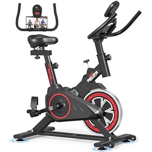 RELIFE REBUILD YOUR LIFE Exercise Bike Stationary for Home Indoor,Cycling Bike with Silent Belt Drive for Home Cardio,Brake Pad Resistance with djustable & Comfort Seat/PAD Holder/LCD Monitor.