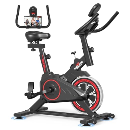 RELIFE REBUILD YOUR LIFE Exercise Bike Stationary for Home Indoor,Cycling Bike with Silent Belt Drive for Home Cardio,Brake Pad Resistance with djustable & Comfort Seat/PAD Holder/LCD Monitor.