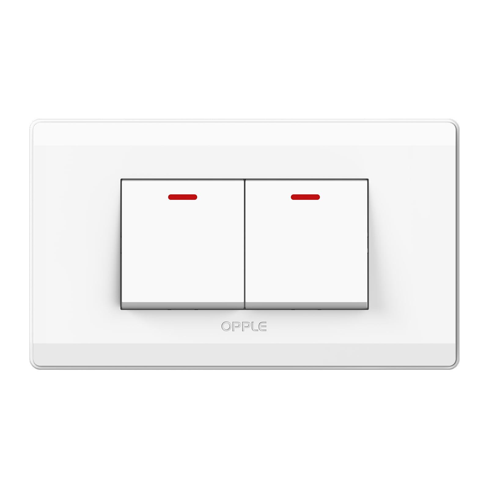 Double Rocker Light Switch, Two Single Pole Electrical Paddle, 16A, 250V, Decorator With Wall Plate, Residential Grade Wall Decora, UL Listed (White, 1 Pack)