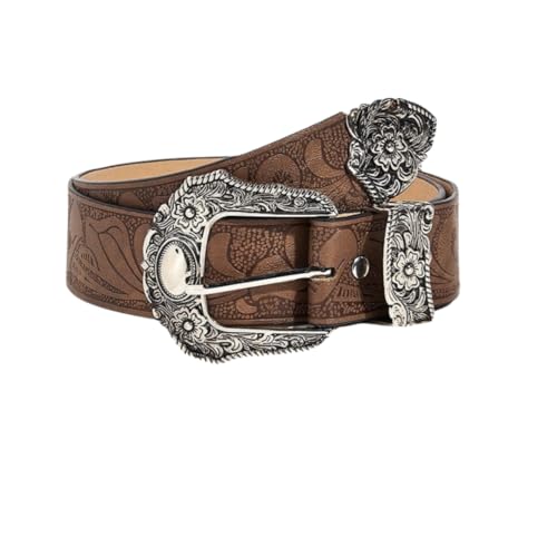 Womens Vintage Belt- Fashion Metal Carved Hollow Out Flower Buckle Punk Belts for Jeans Dress