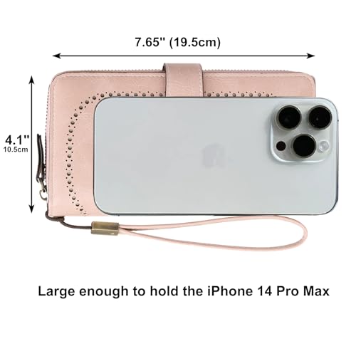 Image of Women's RFID Blocking Wallet Large Zip Around Leather Clutch with Wristlet | Large Capacity, 23 Card Slots, 2 ID Windows, Phone Holder, Soft PU Leather, RFID Secure, Coin Pocket, Checkbook Holder