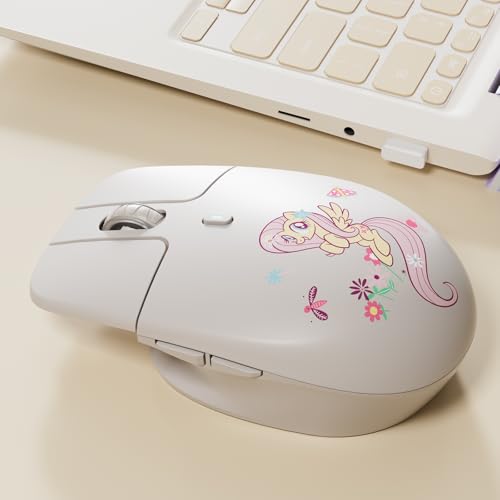 Image of My Little Pony Silent Wireless Mouse -M03 Innovative Floating Button Design, Quiet Clicks, 3 Adjustable DPI (800 /1600 /3200), Dual-Mode (2.4GHz /Bluetooth), Ergonomic for Mac /Windows (Cream)