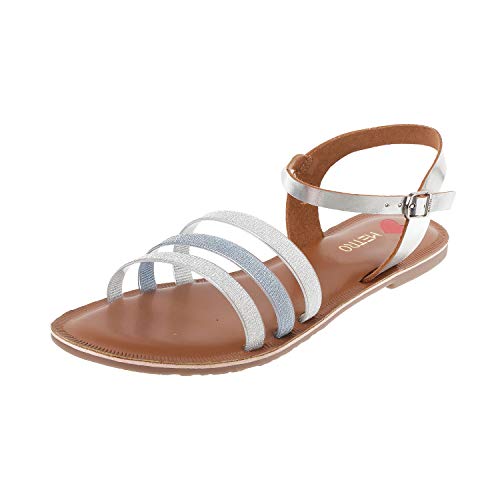 Image of Metro Women's Gold Faux Leather Flat Strappy Fashion Sandals
