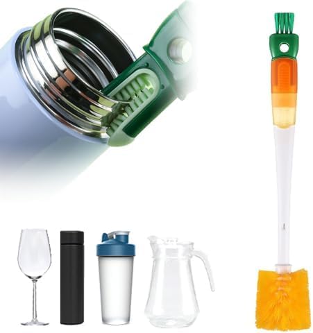 Multifunctional Water Bottle Cleaning Brush, Cleaning Brushes For Small Spaces,Water Bottle Cleaning Brush,Straw Cleaner Brush for Long Narrow Neck Bottles,Baby Bottles,Tumblers (Orange)