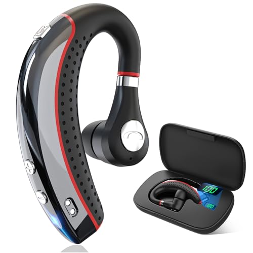 Kelazola Bluetooth Headset V5.3, Wireless Bluetooth Earpiece with 500mAh Charging Case 72 Hours Talking Time Built-in Microphone for iOS Android Cell Phone, Hand-Free Headphones for Trucker, Office