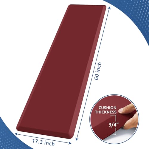 Image of 0.8 inch Thick Kitchen Mat Cushioned Anti Fatigue Rug Comfort Floor Mats | Water-Resistant, Non-Slip, Easy to Clean Comfort Floor Mat for Kitchen, Sink & Office, Multiple Colors & Sizes, 17.3 inchx60 inch
