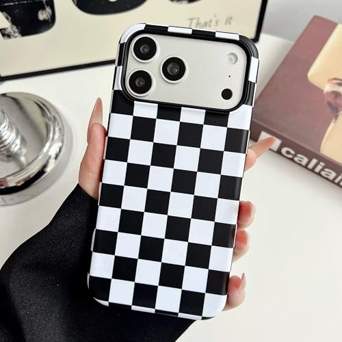 Coque iPhone 14 Plus esthétique damier noir pour femme active - 2