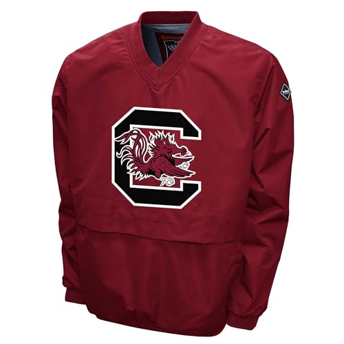 2Bhip NCAA South Carolina Gamecocks Adult Lightweight V-Neck Windbreaker Wind Shirt Pullover Jacket For Men