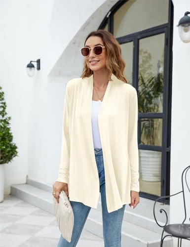 Image of Newchoice Womens Casual Lightweight Long Sleeve Cardigan Soft Drape Open Front Fall Dusters (S-3XL)
