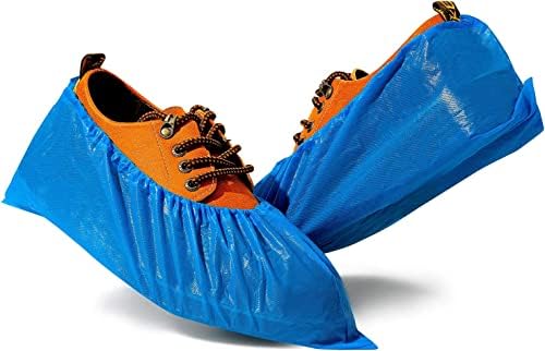Shoe Covers Disposable - 100 Pack (50 Pairs) Non Slip Recyclable Disposable Boot Covers Waterproof Durable Shoe Protector for Indoor Guest Visitor, One Size Fits Most(CPE Plastic)