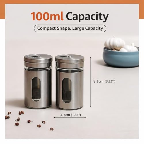 Image of Zapsol Stainless Steel & Glass Salt and Pepper Shakers, Set of 2