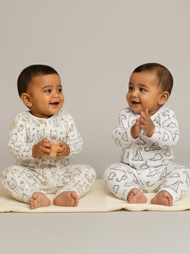 Image of The Mom Store Baby Romper Jabla Style Combo For Boys And Girls | Cotton | Soft Infant Bodysuit | Trendy Stylish Sleepwear For Newborn Baby | Printed | Unisex Comfortable Everyday Baby Wear