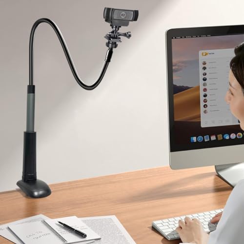 30 Inch Webcam Stand Camera Mount, Upgraded Thick Base Flexible Gooseneck Camera Stand Desk Webcam Mount Clamp for Logitech Webcam C930e C930 C920... - Image 4