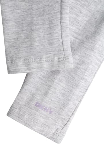 Image of DKNY Girls' Vest Set - 3 Piece Button Down Quilted Puffer Vest Long Sleeve Shirt and Flare Leggings Set (Sizes: 2T-6X)