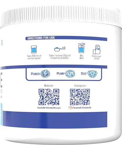 Image of NUTRIMUSCLE Creatine Monohydrate Micronised Powder | Lemon Flavour | Muscle Strength, Size & Performance | Faster Absorption | Pre & Post Workout Supplement | 250g