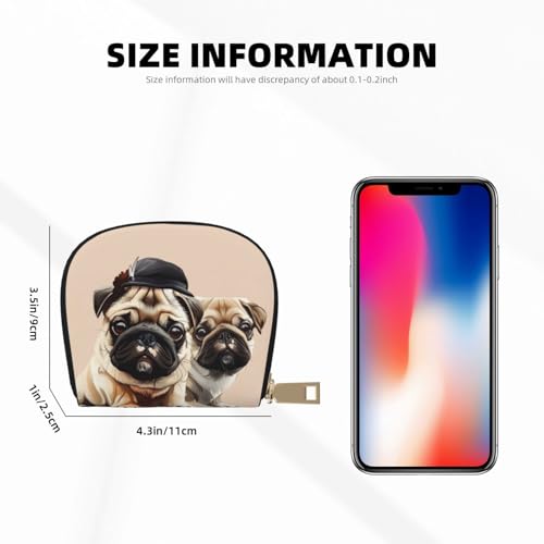 Cute Pug Printed Card Wallet for Women Men Cute Zipper Card Cases Holder Mini Coin Purse with 12 Card Slots3