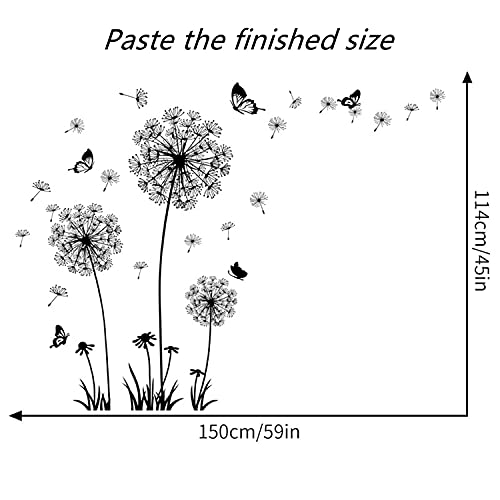 Arawat 2 Set Dandelion Wall Decals Flower Stickers Murals Butterflies Wall Decor For Bedroom Office Bathroom Living Room Floral Wall Decals Removable Wall Art Decoration Peel And Stick Room Wall Decor #TOP6
