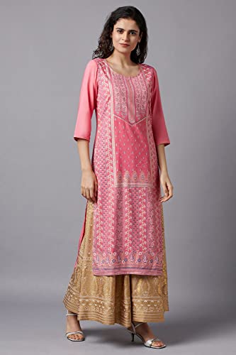 Image of Aurelia Women's Viscose Regular Fit Floral Regular Kurta