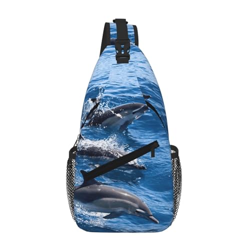 Sac à dos homme léger imprimé dauphins mer sac décontracté bandoulière