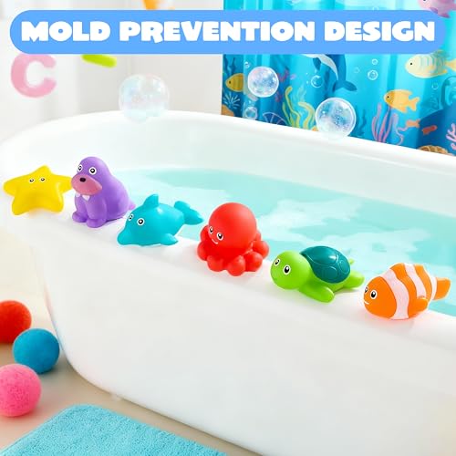 JOYIN 6 Stück Meerestier-Badespielzeug – versiegelte, Schimmelfreie Badewannenspielzeuge Ab 1 Jahr, Ungiftige, Weiche Wasserfahrzeuge für Jungen und Mädchen, Schwimmend & ideal für Bad und Pool