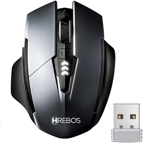 Mouse Gamer Sem Fio Recarregável Easy Gaming – 1600 DPI Ajustável, Cliques Silenciosos, Design Ergonômico, USB 2.4GHz, Óptico Preciso, Bateria de Longa Duração para Jogos e Escritório