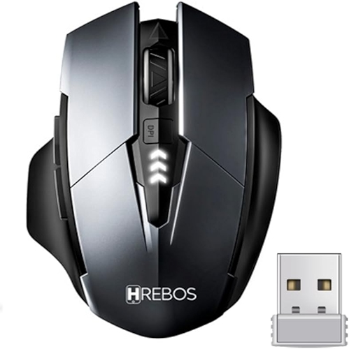 Mouse Gamer Sem Fio Recarregável Easy Gaming – 1600 DPI Ajustável, Cliques Silenciosos, Design Ergonômico, USB 2.4GHz, Óptico Preciso, Bateria de Longa Duração para Jogos e Escritório