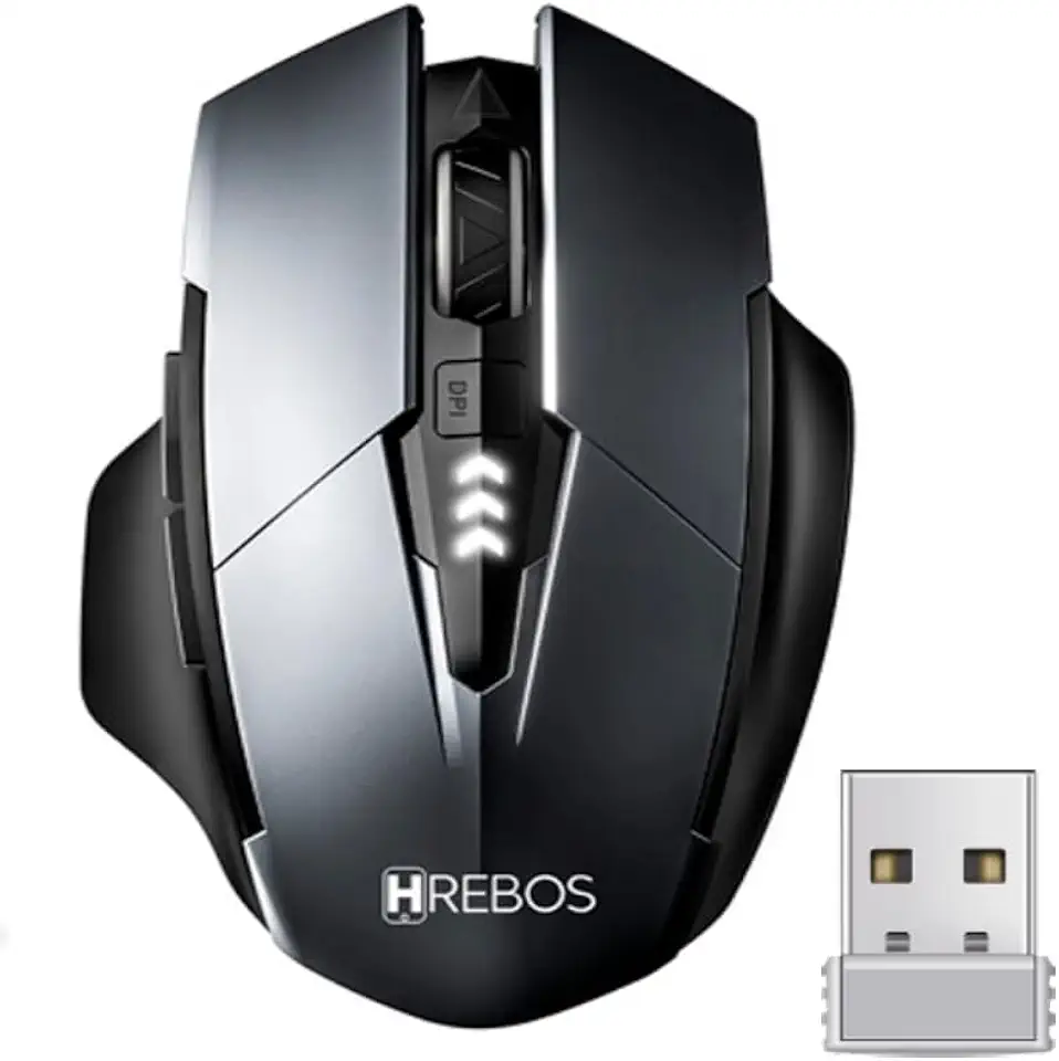 Mouse Gamer Sem Fio Recarregável Easy Gaming – 1600 DPI Ajustável, Cliques Silenciosos, Design Ergonômico, USB 2.4GHz, Óptico Preciso, Bateria de Longa Duração para Jogos e Escritório