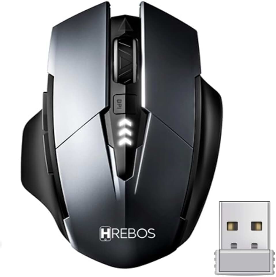 Mouse Gamer Sem Fio Recarregável Easy Gaming – 1600 DPI Ajustável, Cliques Silenciosos, Design Ergonômico, USB 2.4GHz, Óptico Preciso, Bateria de Longa Duração para Jogos e Escritório