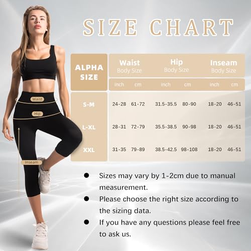 Ipletix Capri Leggings with Pockets for Women-2 Packs High Waisted Buttery Soft Opaque Yoga Pants for Gym Workout Black SM — view 6