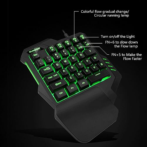 Image of MFTEK One Handed Gaming Keyboard RGB Backlit 35 Keys Portable Mini Gaming Keypad Ergonomic Game Controller for PC Gamer (MFG92)