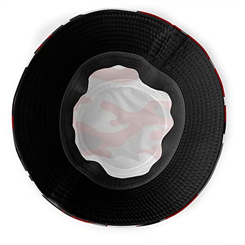 Red Camo Bucket Hat Travel Summer Beach Hat Sun Uv Protection Foldable Fisherman Hat Fashion Cap For Women Men Unisex #TOP4