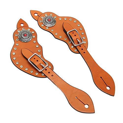 Correia de espora de couro estilo vintage ocidental ajustável à prova de desgaste para passeios a ca