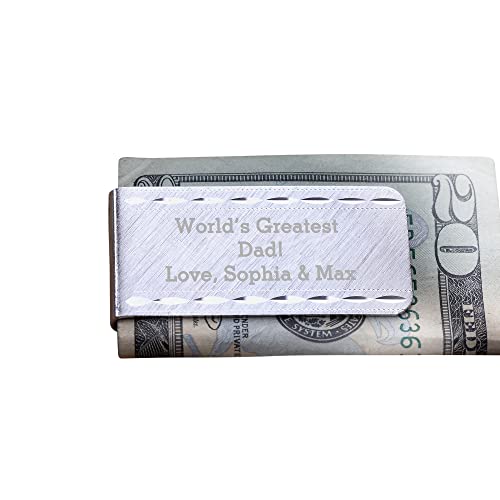 Personalization Universe Engraved Money Clip for Dad - Slim Brushed Metal Wallet with Custom Message - Ideal Father's Day, Birthday Gift for Men, Personalized Gift For Dads
