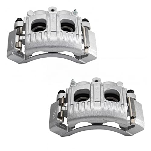 Image of TRQ Front Brake Caliper Set Zinc Coated Brackets Hardware Compatible with 1997-2002 Ford Expedition 1999-2004 F-150 1997-1999 F-250 1998-2002 Lincoln Navigator