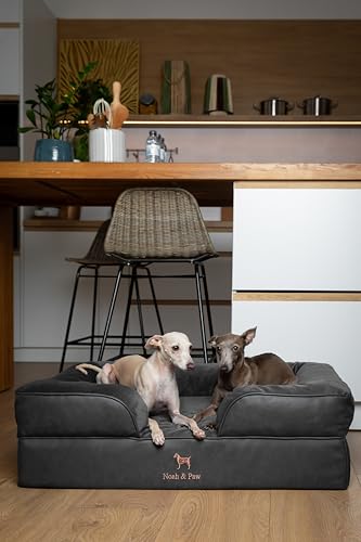 Image of NOAH & PAW Large Dog Bed, 35x25x11 Inch, Orthopedic Dog Beds, Eggshell Memory Foam Infused with Cooling Gel, Inner Cover, Water Resistant, Machine Washable (Faux Leather)