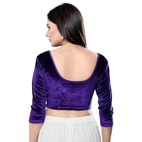 Image of Vamas Women's Velvet Non-Padded Stretchable Long Sleeve Saree Blouse (A-41.N)