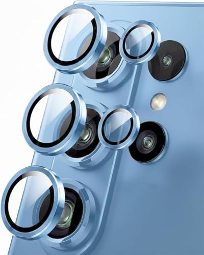 Image of Skinomi Camera Lens Protector Compatible For Samsung Galaxy S26 Ultra [Anti-Scratch] Premium Tempered Glass Film Aluminum Alloy Lens Ring Cover- Sky Blue Titanium
