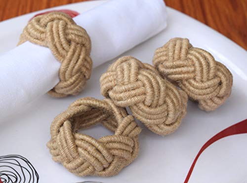 Light & Pro 4Pack Jute and CottonNapkin Ring-Natural -1.5"