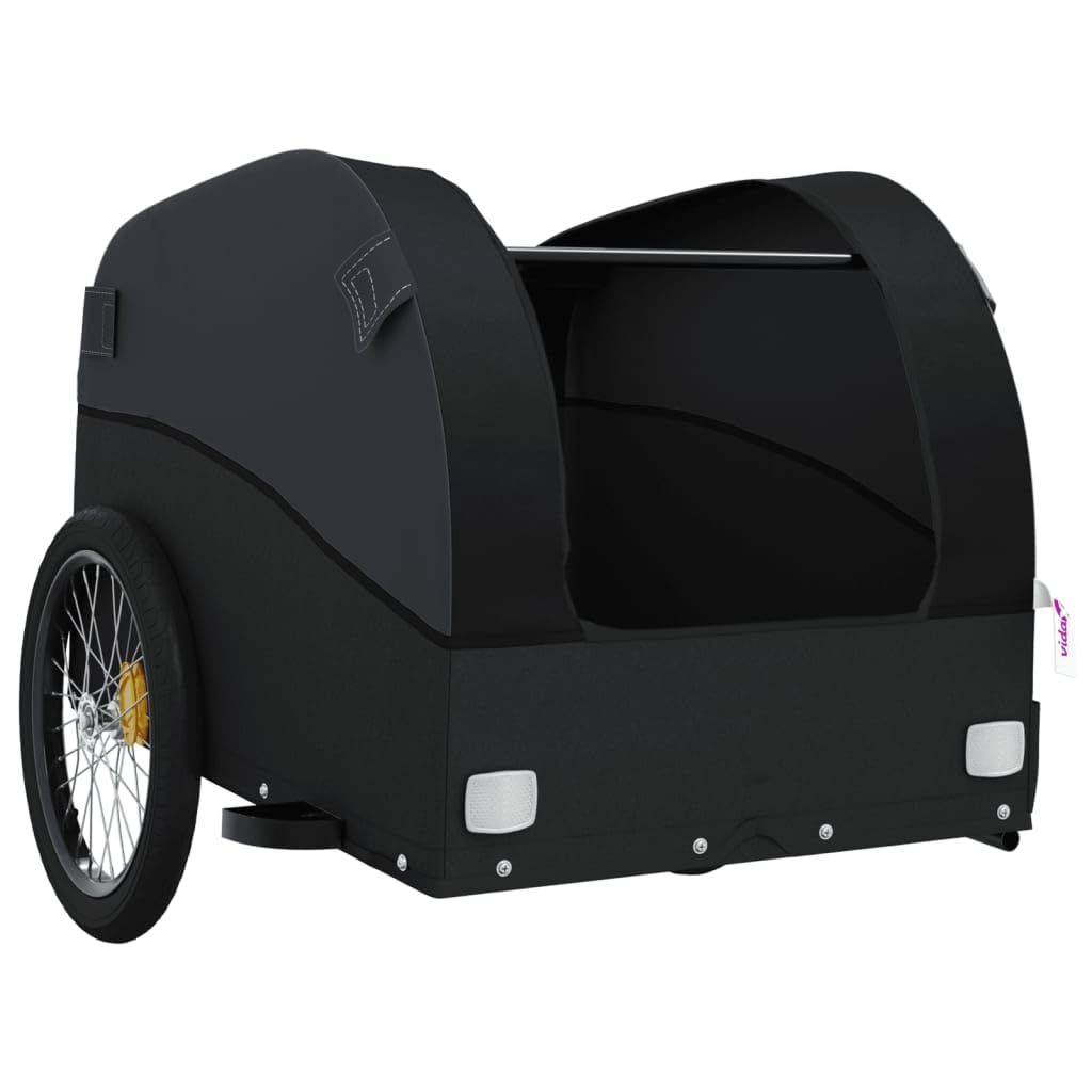Fahrradanhänger Schwarz 45 kg Eisen, Fahrrad-Lastenanhänger, Fahrrad-Großlastwagenanhänger, Fahrrad-Lastenwagen, Fahrrad-Lastenwagen, Radfahren, Camping, Gepäckaufbewahrung, Träger, Transport