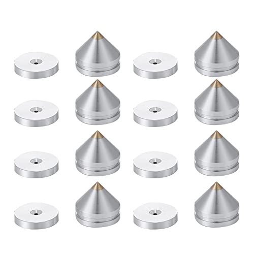 Kqcibz 8 Set Speaker Stand Feet Foot Pad Aluminium Alloy Metal Spikes Cone Floor Foot Nail Silver, 500340331A1