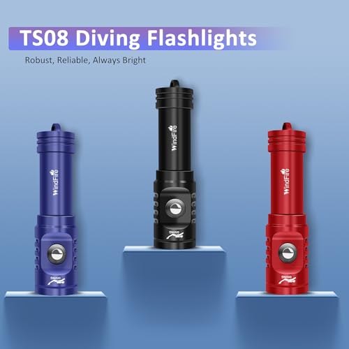 Image of WINDFIRE TS08 Diving Flashlight Rechargeable Bright Scuba Dive Light 3-Mode