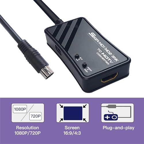 Image of HDMI Cable for Sega Genesis MD1 /MD2 /NG Consoles. | Compatible with Genesis Model 1 /2 and SNK NEOGEO Models | Resolution 1080P /720P | Screen 4:3 /16:9