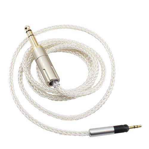 Câble Youkamoo 8 fils tressés plaqué argent avec connecteur jack 6,35 mm mâle