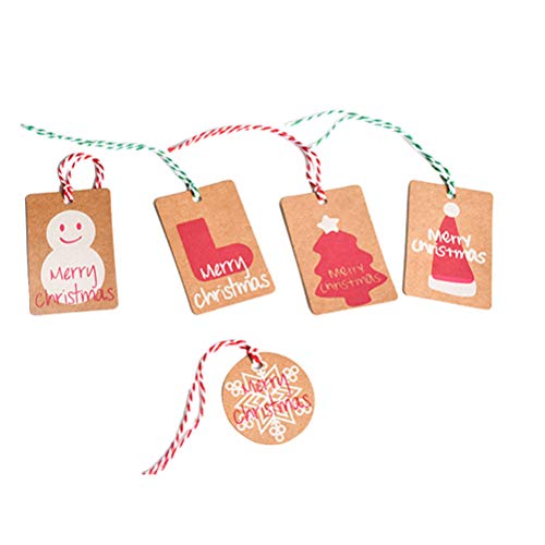 HOMNIVE Weihnachts-Ornamente, 100 Stück, Holzspäne, Hängedekorationen, Holzhandwerk, DIY-Zubehör, kleine Anhänger mit farbigem Seil für Weihnachtsbaum (gemischt) Cover