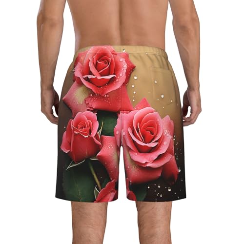 Men's Swim Trunks Quick Dry Board Shorts Mens Bathing Suit Swimsuits Roses Beach Shorts with Pockets4