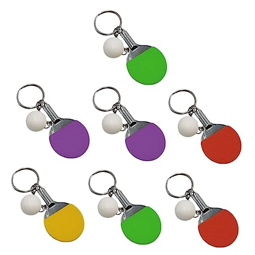 NOLITOY 7Pcs Creative Table Tennis Racket Keychain Durable Key Rings Hanging Decor Sports Themed Bag Pendants for Unique and Accessories