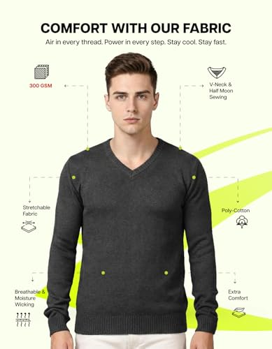 Image of AWG ALL WEATHER GEAR Men's Woolen V-Neck Full Sleeve Sweater