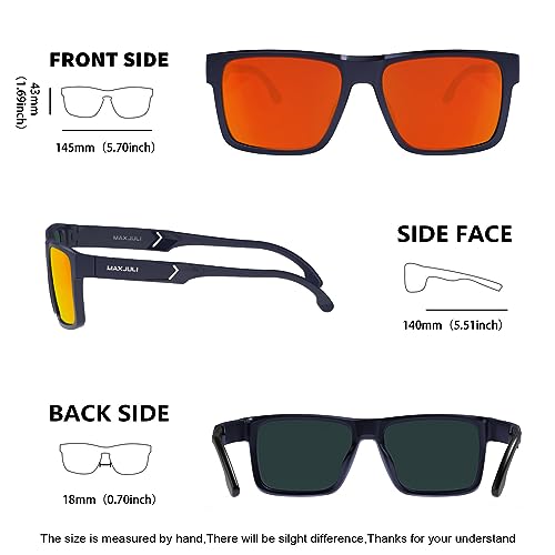 MAXJULI Sports Polarized Sunglasses for Big Heads Men Women Rectangular Square Frame Glasses 8209/82104